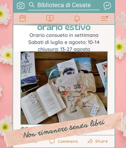 Orario Estivo 2022 – Biblioteca di Cesate
