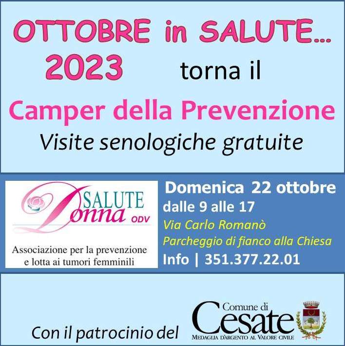 Salute Donna – il Camper della Prevenzione ritorna a Cesate domenica 22 ottobre