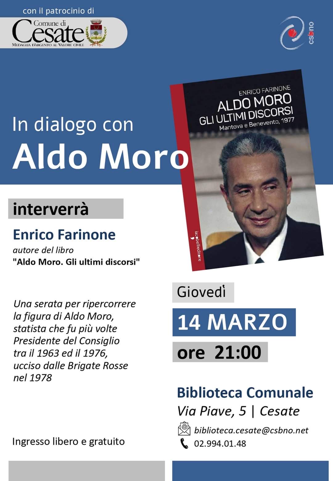 Dialoghi su Aldo Moro con l’autore Enrico Farinone
